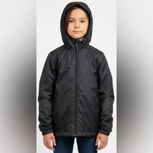Black Hooded Windbreaker Jacket